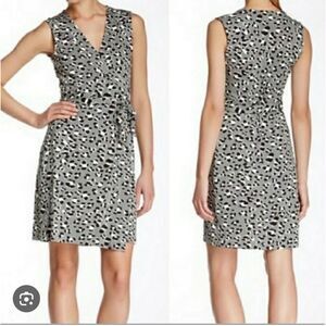 Diane Von Furstenberg new yahzi short true wrap gray cheetah print dress